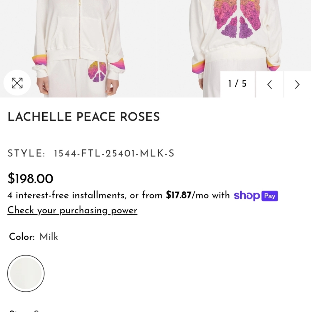 Lauren Moshi Lachelle Peace Roses hoodie - Picture 6 of 17
